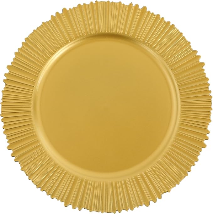 100 Pcs Charger Plates Set, Round Charger Plates, Reusable Serving Plates Embossed Rim Plastic Chargers Plate Decorative Round Plate Chargers