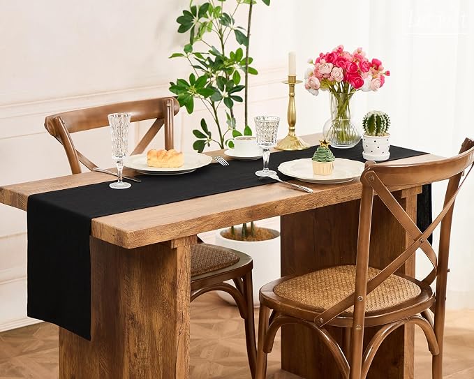 Letjolt Black Table Runner 72 Inches Long | Rustic - Image 4
