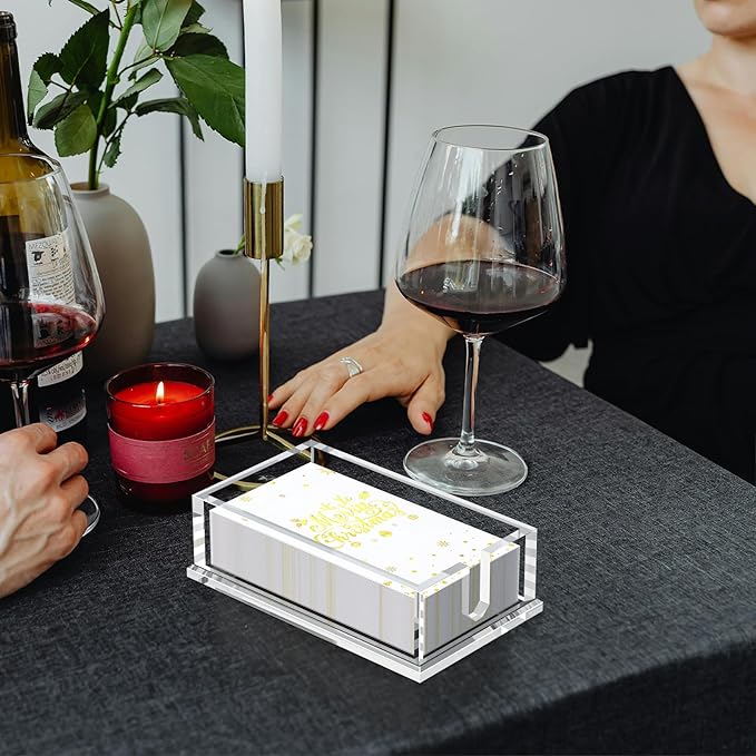 Transparent Acrylic Napkin Holder Clear Guest Paper Disposable Hand Towel Dispenser Tray Organizer For Table Home Kitchen Restaurant and Hotel Business