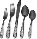 Matte Black Silverware Set, Bysta 20-Piece Stainless Steel Flatware Set by Bysta