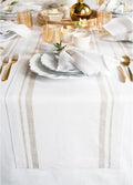 Solino Home 100% Linen Table Runner, 14 x 72 in, Natural and White Striped | by SolinoHome