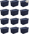 Sterilite 12-Pack Storage Bins with Lids, Heavy Duty Totes, Tuff1, 30 Gallon, Dark Indigo
