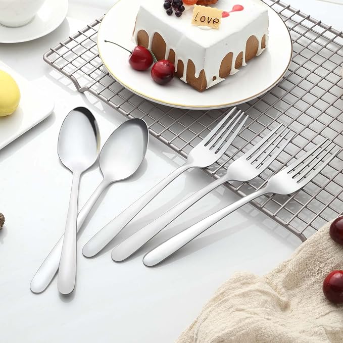 24 Pcs Forks and Spoons Silverware Set, Food Grade Stainless Steel Flatware - Image 6