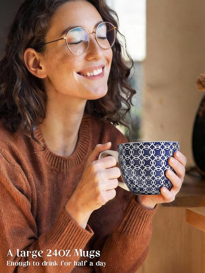 DOWAN Coffee Mugs Set of 4, 24 oz Large Coffee Mugs, Jumbo Soup Mugs - Image 3
