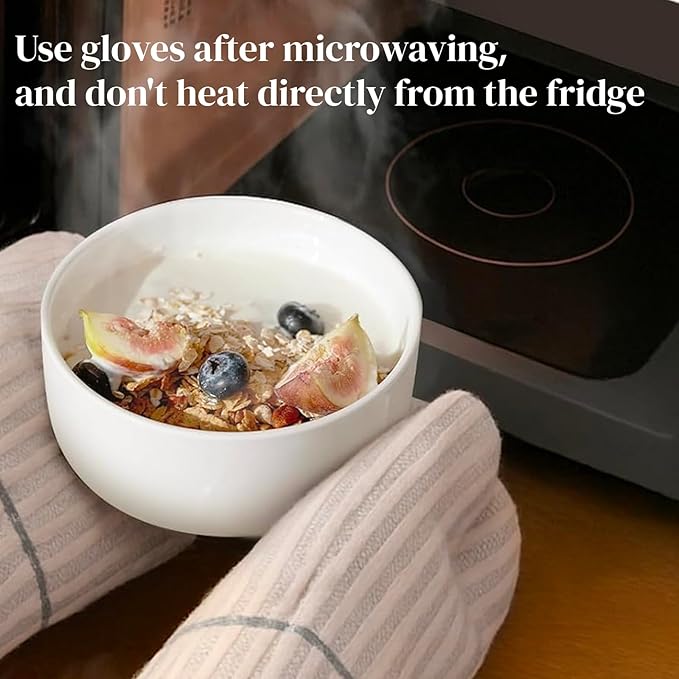 DOWAN White Ceramic Bowls Set of 6, 22 oz Ceramic Cereal Bowls, Everyday Cereal, Soup & Rice Bowls, Stackable Stoneware for Modern Kitchens, Dishwasher & Microwave Safe Bowl