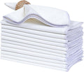 Bedding Craft Cotton Cloth Dinner Napkins Set of 12 – 18x18 Lavender Blue Napkins with Colored Edge Embroidery – Washable Fabric Napkins for Wedding Table Décor, Restaurants, Events & Everyday Dining