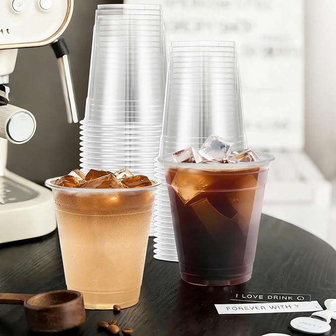 Clawsoff 12 oz Clear Plastic Cups 100 Count Disposable Cold Dringking Cups | - Image 5