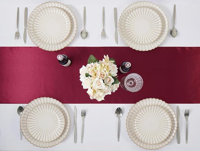 Burgundy Satin Table Runner, 12x108 Inches, 12 Pack | Premium Satin, Smooth - Image 4