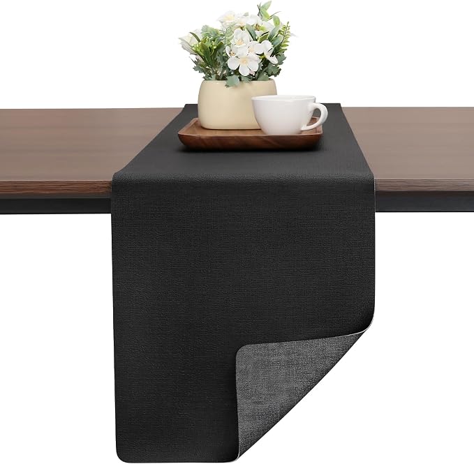 Table Runners 55 Inch Long, Dual-Sided Faux Leather Table Runner | Waterproof by Chitomars