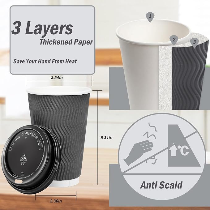 Lamosi 500 Pack - 16 oz Insulated Disposable Coffee Cups - Image 2
