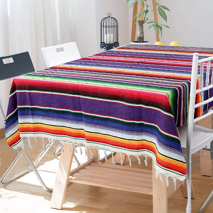Fowecelt Mexican Serape Blanket Tablecloth 59 x 84 Inch - Image 2