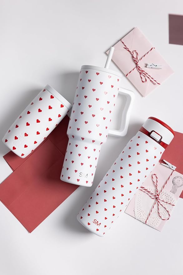 Simple Modern Tumbler with Handle and Straw | 40oz | Hearts | Trek Tumbler - Image 3