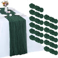 12 Pack Emerald Green Cheesecloth Table Runner 35 x 120 Inch | Boho Gauze Fabric by RestfulGlow