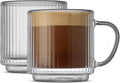 JoyJolt Haven Stackable Fluted Glass Mugs Set of 2, 5.5oz Ribbed Double Wall by JoyJolt