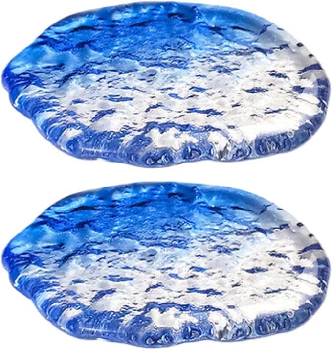 Lead-Free Crystal Glass Round Coasters, Gradient Blue, Durable and Elegant by Boxonly