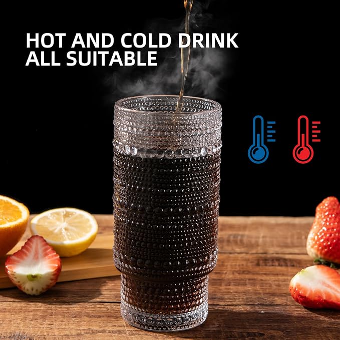 Drinking Glasses with Bamboo Lids and Glass Straw 8pcs Set, 16oz Glass Tumbler - Image 8