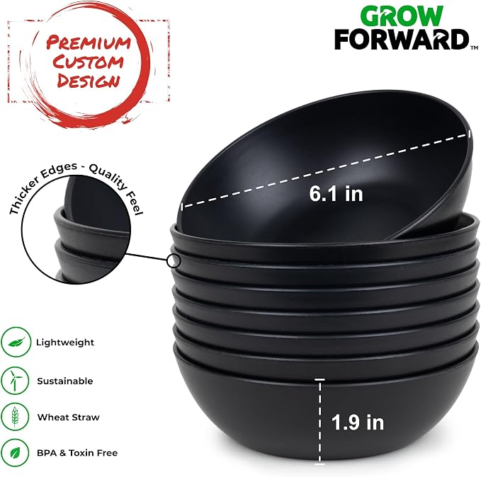 Grow Forward Premium Wheat Straw Bowls Set of 8 - Image 3
