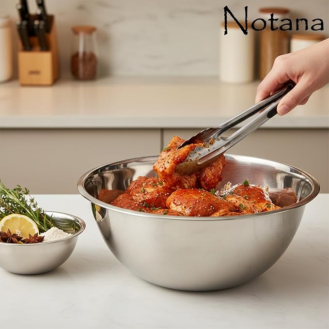8 Quart Stainless Steel Mixing Bowl - Large Capacity Heavy Duty Kitchen Prep Bowls, Flat Base Design, Dishwasher Safe, For Baking, Dough, Salad, Cooking & Food Prep - 2 Pack