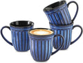 Coffee Mugs Set of 4, 16oz Navy Blue Ceramic Coffee Mug by Tikooere