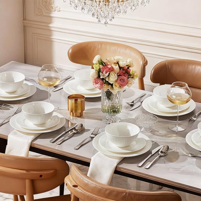 24Pc Bone China Dinnerware Set & 40Pc Flatware Combo Set - Image 7