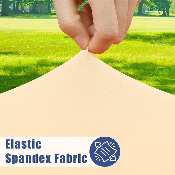 Round Spandex Tablecloth, Elastic Fitted Waterproof Tablecloths for 57"-68" Tables, Stretch Washable Picnic Table Cover for Camping, Dining, Indoor and Outdoor,Ivory