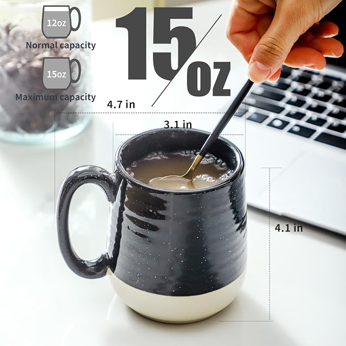 Hasense Ceramic Coffee Mugs Set of 6, 15 oz Large Porcelain Mugs - Image 2