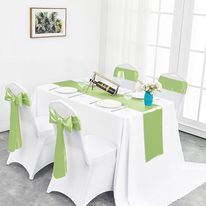 10-Pack Green Satin Table Runner 12 x 108 Inch Long Bright and Smooth Silk - Image 5