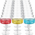 24 Pcs Ribbed Martini Glasses 10 oz Disposable Plastic Vintage Ribbed Coupe Glasses Unbreakable Dessert Parfait Glassware for Wedding Birthday Party Supplies (Clear)