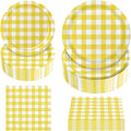 180Pcs Yellow Gingham Party Supplies Paper Plates and Napkins Serve 60 | by Hpscdyo