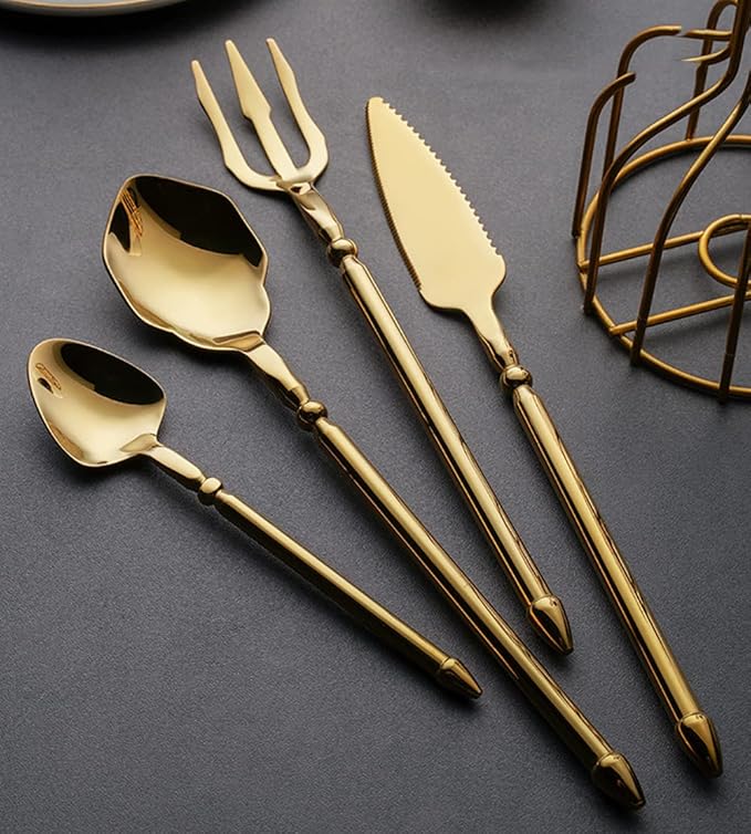 Silverware Set for 14 Durable 18/10 Stainless Steel Flatware Set Creative Styles 56 Piece Modern Cutlery Tableware Utensils Set for Home Kitchen Wedding Restaurant Knives forks and Spoons
