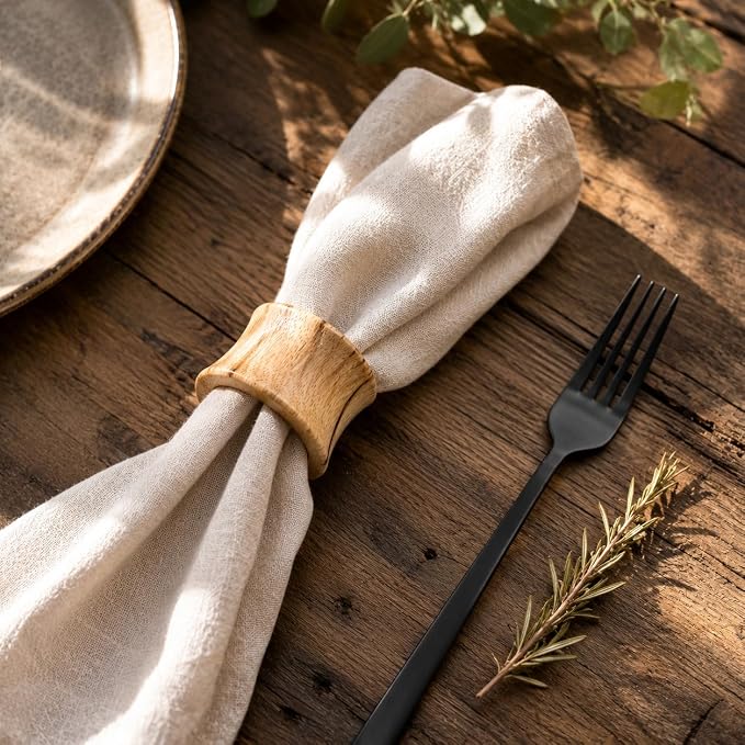 Wooden Napkin Rings, farmhouse or boho décor, Thanksgiving, handcrafted artisan - Image 5