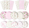 60Pcs Floral Plates and Napkins-Girls Pink Party Supplies Vintage Flower Tea by CMUSKO