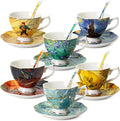 BTaT- Tea Cups and Saucers, 8 oz, Fine Porcelain Teacup Set by BrewToATea