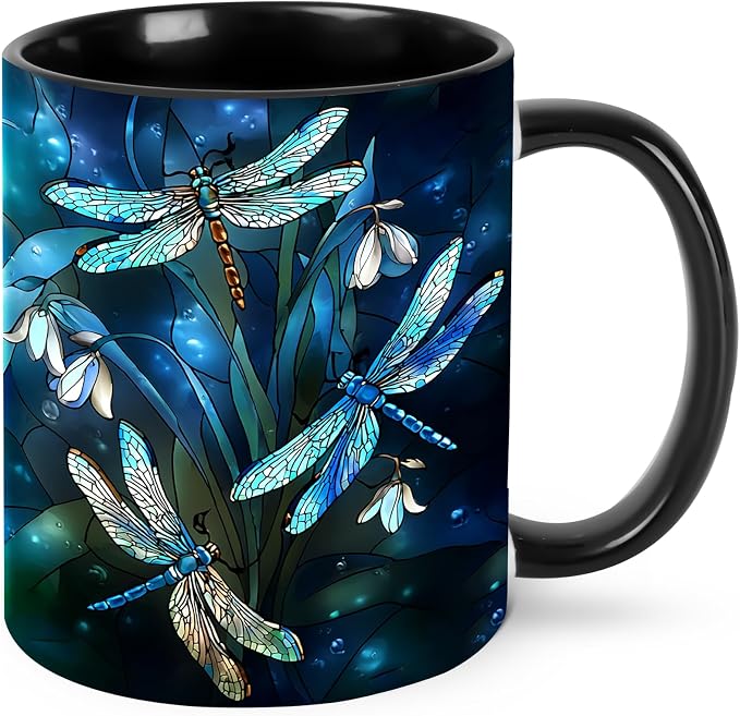 Yrebyou Dragonfly Coffee Mug 11oz Ceramic Cup by Yrebyou