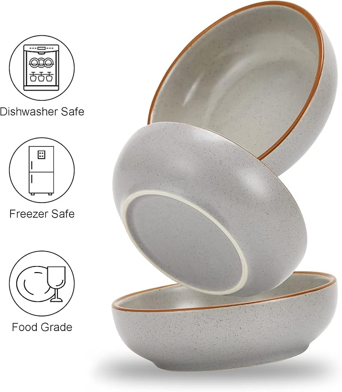 Cottagecore Ceramic Cat Bowls, 3 Pack Set, 5.3 in Shallow Pet Bowl - Image 5