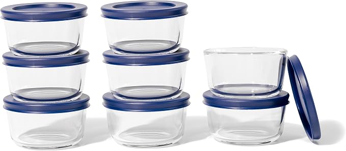 16-Piece Glass Food Storage Containers Set | 1-Cup, Leakproof | Microwave - Image 3