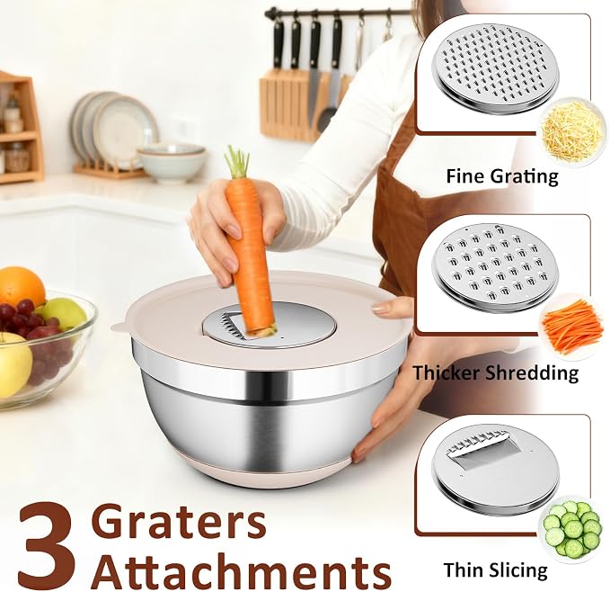 9 Pack Mixing Bowls with Airtight Lids Set, Stainless Steel Mixing Bowls with - Image 4