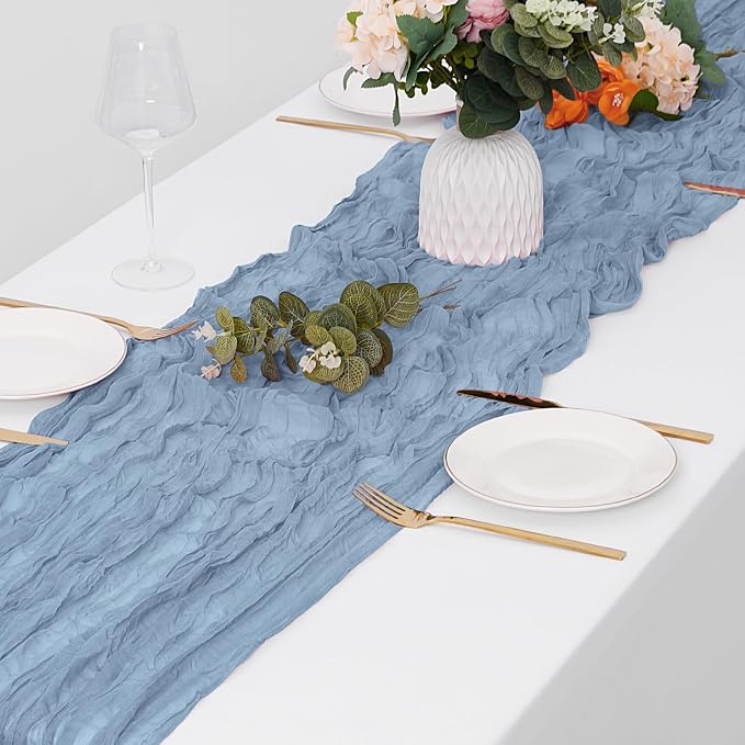 15 Pack Dusty Blue Cheesecloth Table Runner 17 x 108 inch Cheese Cloth Table - Image 4