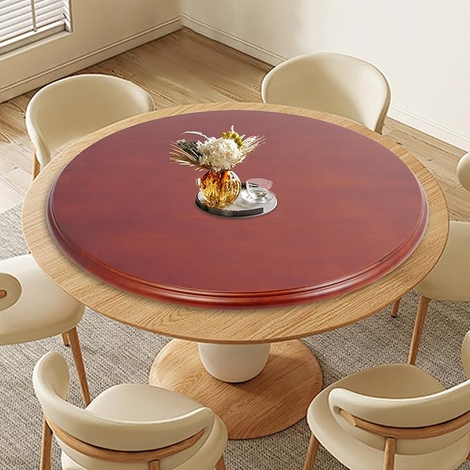 27.56in Wooden Lazy Susan, 360°Rotating Dining Table Turntable, Large Serving Tray Organizer for Family Dinners Banquets Restaurants Kitchen Dining Room
