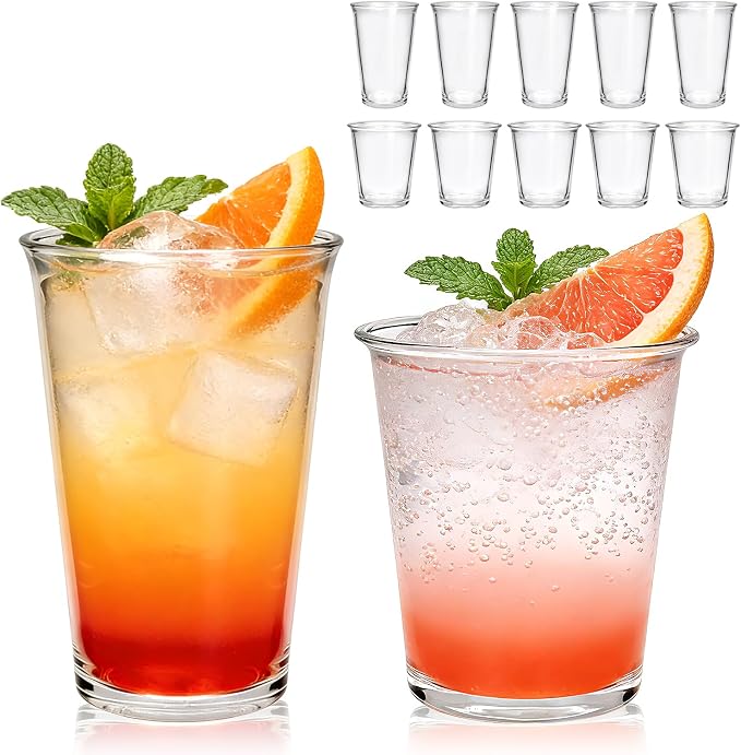 12 Pack Highball Glasses Set, 12 oz & 10 oz Stackable Thick Glass Cups | by Mapoxy
