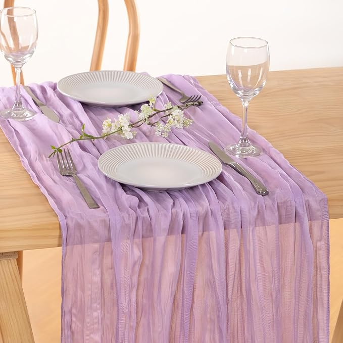 12 Pack Lilac Purple Cheesecloth Table Runner 10ft Boho Table Decor | - Image 6