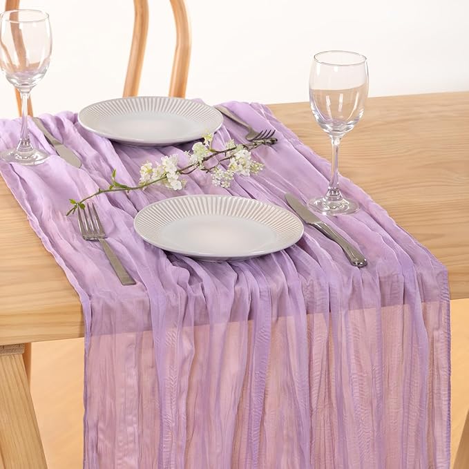 Lilac Gauze Cheesecloth Table Runner 10ft Romantic Summer Centerpiece | - Image 6
