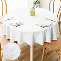 Smiry Round Table Cloth, Waterproof Heavy Duty Vinyl Tablecloths, Wipeable Washable Table Cover for Kitchen and Dining Room (White, 60" Round)