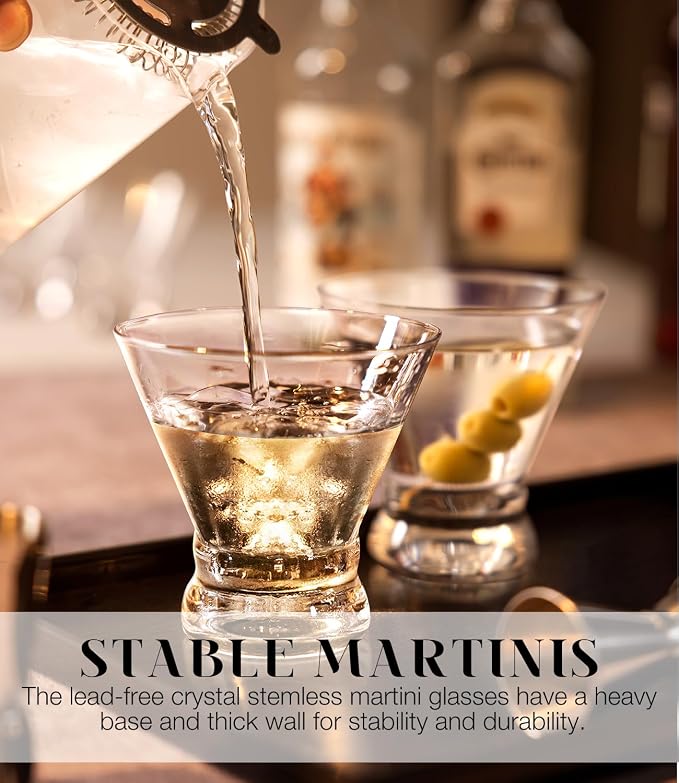 Martini Glasses Set of 4, 8oz Coupe Cocktail Glasses - Image 2