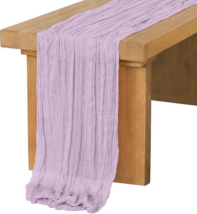 Ling's Moment Lilac Gauze Cheesecloth Table Runner, 14FT | Light Purple Sheer by LingsMoment