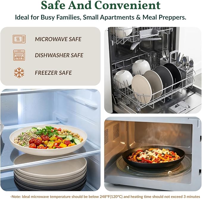 Wheat Straw Plates Set of 8, Reusable Lightweight and Unbreakable 9 inch Plates - Image 6