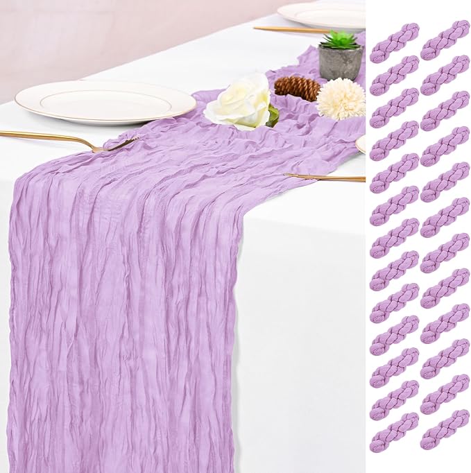 25 Pack Lavender Table Runner 17 x 108inch Cheesecloth Table Runner Boho Gauze by Lumaycens