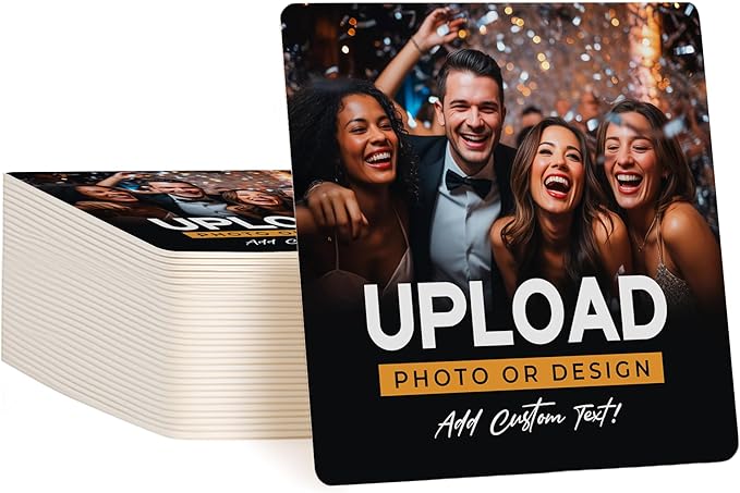 20 Pack Personalized Drink Coasters, Custom Cardboard Coasters with Photo and Text, Design Your Own Coaster for Events, Parties, Bars, and Unique Gifts, 3.95" Round, Design 7