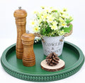 Green Round Wood Decorative Ottoman Tray for Coffee Table Kitchen Counter, Living Room, Handcrafted Green Wooden Serving Tray for Table Centerpiece
