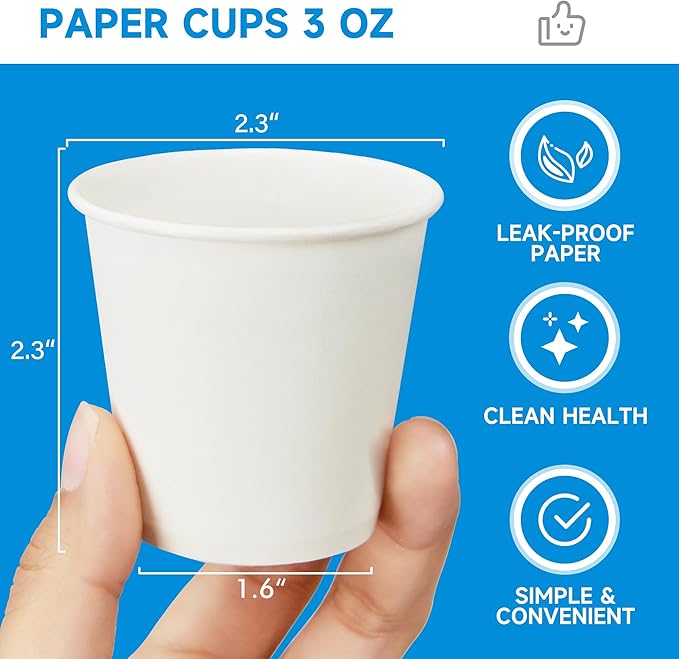 RACETOP 3000 Pack 3 oz Paper Cups for Bathroom, Disposable Mouthwash Cups, Small Paper Cups, for Parties, Picnics, Travel